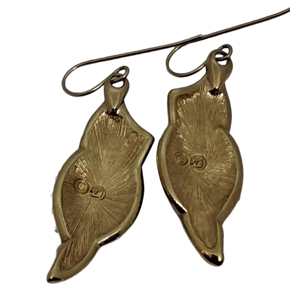 Vintage Swarovski Signed Black Enamel & Pave Crystal Drop Earrings - Picture 6 of 7